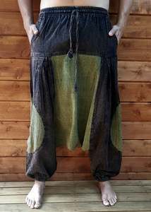Circle, Square, Hareem Pants- Green, Black/Brown Stonewash