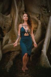 Keyhole Dress SOL-Print Teal