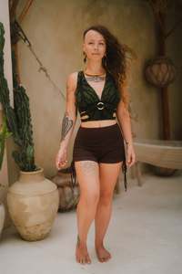 Jungle Heat Yoga Shorts Brown