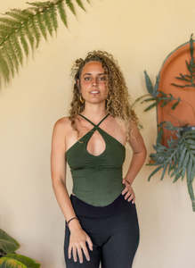 Feminine Tops Season 25 26: Viper Cut Top Green