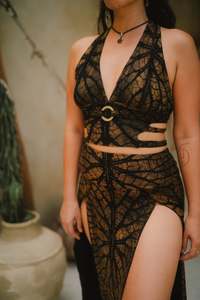 Panthera top & Tribal Trance Skir Brown Leaf