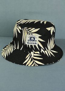 Hats: Print Bucket Hat - Black Palm
