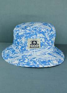 Hats: Print Bucket Hat - Blue/White