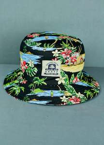Print Bucket Hat - Black Tropical
