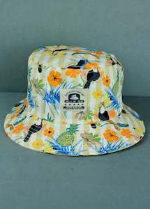 Hats: Print Bucket Hat - Yellow Toucan