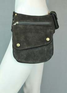 3 Ring Belt Bag - Black Suede