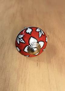 New: Ceramic Drawer Knobs - Red Flower