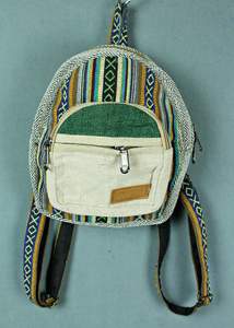Hemp Backpack Small - Green Multi