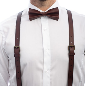 Midnight Oak - Real Leather Suspenders