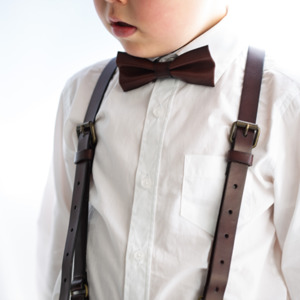 Midnight Oak - Real Leather Bow Tie