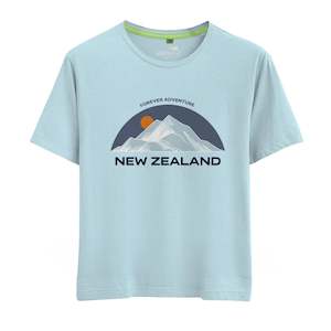 Womens Tees: Womens New Zealand T Shirt - Embroidered Mountain