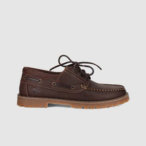 Mens Summer Footwear: Peaked Boat Shoes Dark Brown