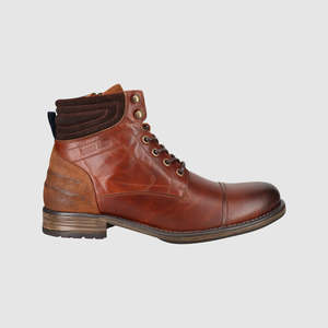 Mens Cognac Leather Boots: Benson Lace Up Boots Cognac