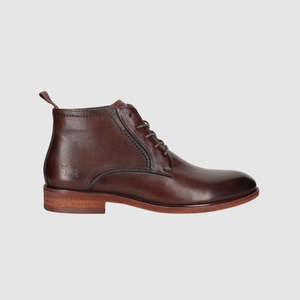 Mens Dark Brown Leather Boots: Basel Lace Up Boots Dark Brown