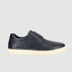 Mens Navy Leather Casual Shoes: Border Casual Shoes Navy