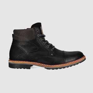 Mens Black Leather Boots: Cradle Lace Up Boots Black