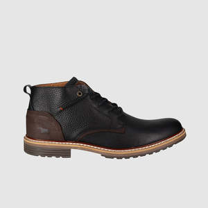 Mens Black Leather Boots: Bistro Lace Up Boots Black