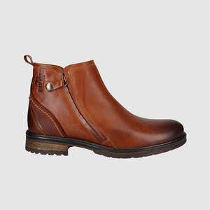 Mens Cognac Leather Boots: Hunter Zip Up Boots Cognac