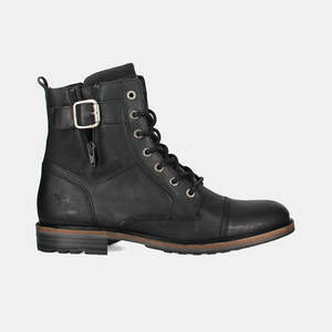 Mens Boots: Plaid Lace Up Boots Black