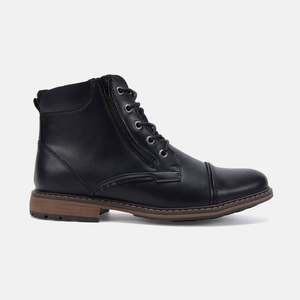 Mens Black Leather Boots: Ace Lace Up Boots Black