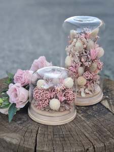Dried Flower Domes: Blush Pink + White Dome