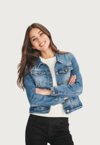 Junkfood Jeans: JUNKFOOD DIXIE STRETCH DENIM JACKET - MID BLUE