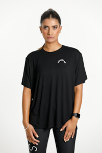 Rose Road: ROSE ROAD TOPHER TEE - BLACK W ROSE ROAD ARCH PRINT