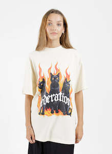 Federation: FEDERATION GOODE TEE - FIRE CAT - BONE