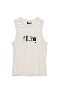 Stussy: STUSSY RIB TANK - WASHED WHITE