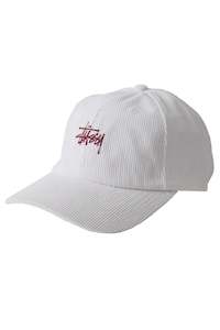 Stussy: STUSSY GRAFFITI CORD LOW PRO CAP - WHITE/MAROON
