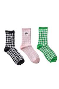 Stussy: STUSSY WOMENS HOUNDSTOOTH SOCK 3PK