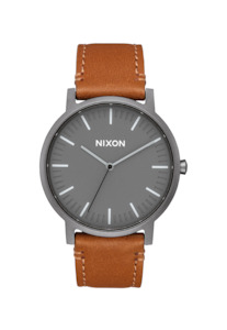 NIXON PORTER LEATHER WATCH - GUNMETAL/ CHARCOAL/ TAUPE