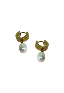 Earrings: PENNY FOGGO PEARL HUGGIES - GOLD