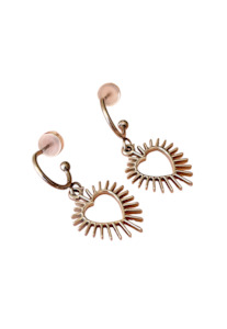Jewellery: PENNY FOGGO SPIKY HEART HALF HOOPS - SILVER