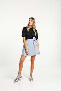 THING THING LIB SKIRT - STONE WASH DENIM