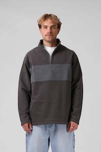 Rpm: RPM 90S 1/4 ZIP SWEATER - CHAR/DAK GREY