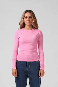 Womens Tees: RPM RIBBED L/S TEE - BUBBLE GUM