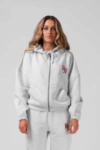 Womens Sweats Hoodies: RPM BINATE ZIP THRU - WHITE MARL