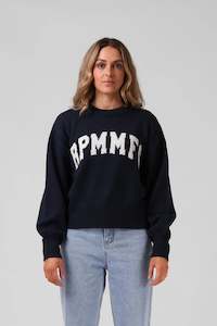Womens Knits: RPM AYLA VARSITY KNIT - NAVY