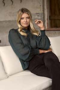 BY ROSA POET FOREST LONG SLEEVE HIGH NECK TOP - FOREST