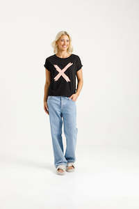 Home Lee: HOMELEE JACKIE TEE - BLACK WITH BLOSSOM BERRY