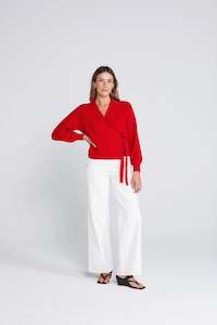THING THING WRAPT CARDIGAN - SIZZLING SCARLET