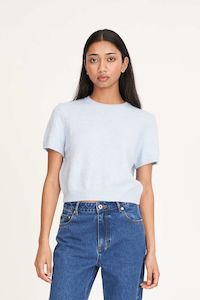 HUFFER KENZIE CROP KNIT TEE - ICE BLUE
