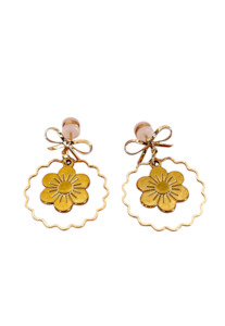 Jewellery: PENNY FOGGO FLOWER AND BOW DROPS GOLD