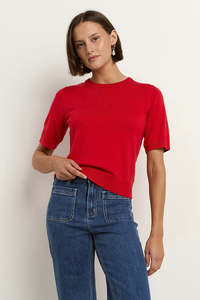 Womens Tops: STORIES BE TOLD EDITION RED CREWNECK KNIT TEE