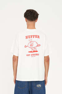Mens: HUFFER BLOCK TEE 220/STEAMING - CHALK
