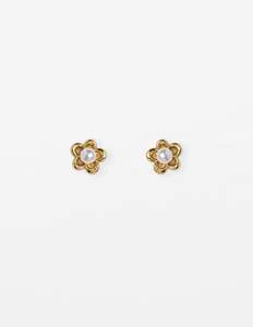 STELLA + GEMMA EARRING GOLD PEARL DAISY