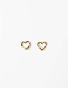 Stella Gemma: STELLA + GEMMA EARRING GOLD OUTLINE HEART STUD