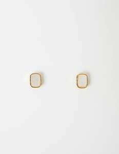 STELLA + GEMMA EARRING GOLD MOTHER OF PEARL CUBE