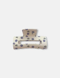 STELLA + GEMMA ROUNDED RECTANGLE HAIR CLAW - BLUE FLORAL